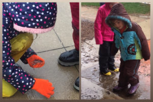 Early childhood spring mud puddles